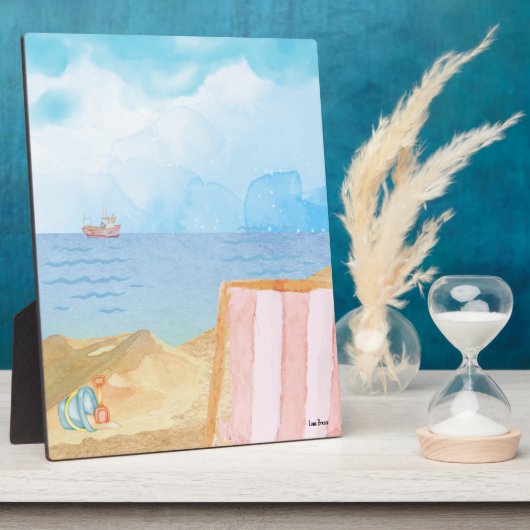 Aquarell Beach Tabletop Plaque mit Easel Fotoplatte (Seite)