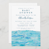 Aquarell Beach Waves Coast Halbinsel Babydusche Einladung (Vorne/Hinten)