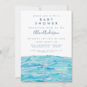 Aquarell Beach Waves Coast Halbinsel Babydusche Einladung (Vorderseite)
