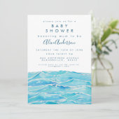 Aquarell Beach Waves Coast Halbinsel Babydusche Einladung (Stehend Vorderseite)