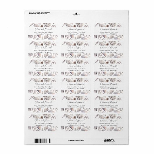 Aquarell Beach Weißmeer Muschel Conte Anschrift Adressaufkleber (Vorne)