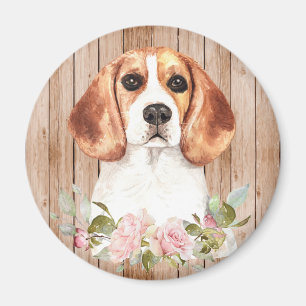 Aquarell-Beagle & Blumen Magnet