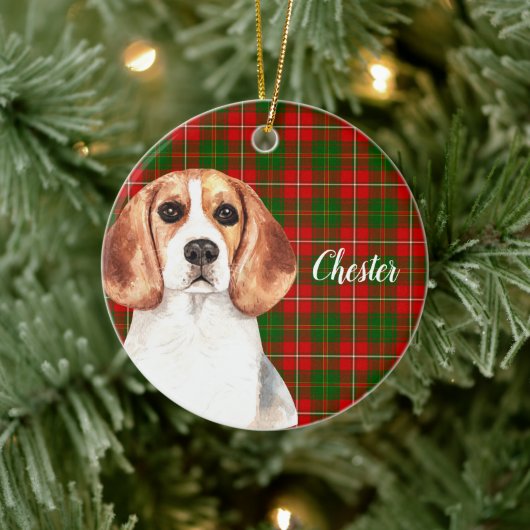 Aquarell Beagle Dog Personalisiert Keramik Ornament (Baum)