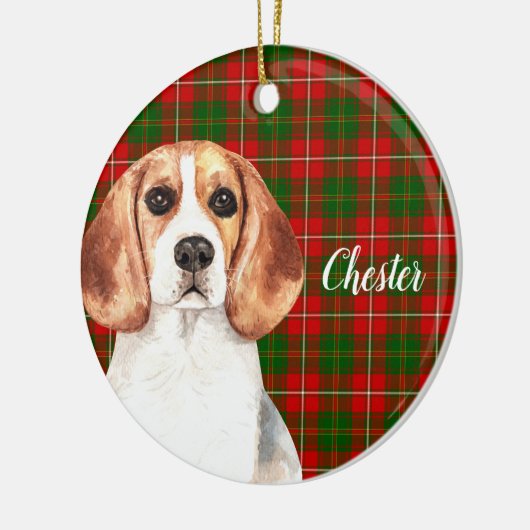 Aquarell Beagle Dog Personalisiert Keramik Ornament (Links)