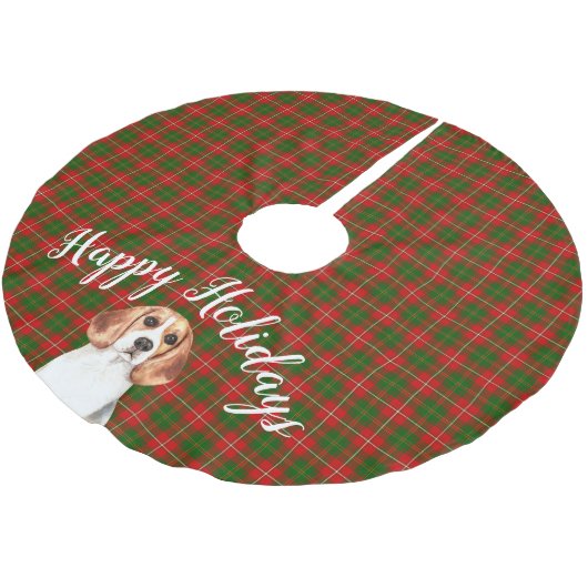 Aquarell Beagle Dog Personalisiert Polyester Weihnachtsbaumdecke (Schrägansicht)