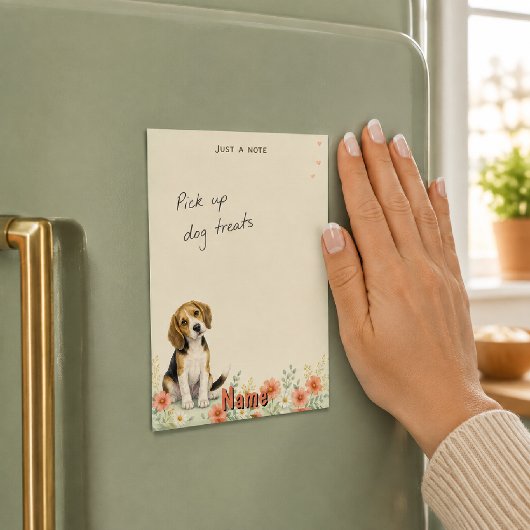 Aquarell-Beagle mit Blumenmotiv Post-it Klebezettel