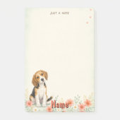 Aquarell-Beagle mit Blumenmotiv Post-it Klebezettel (Vorderseite)