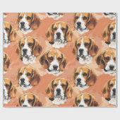 Aquarell-Beagle-Porträtmuster-Wrap-Papier Geschenkpapier (Flach)