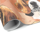 Aquarell-Beagle-Porträtmuster-Wrap-Papier Geschenkpapier (Rolleneckpunkt)
