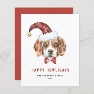 Aquarell Beagle Santa Happy Weihnachtskarte