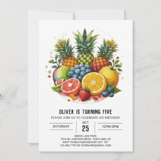 Aquarell bearbeitbare Apple Frucht Geburtstag Einladung