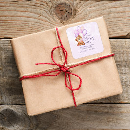 Aquarell Bearly Wait Baby Dusche Quadratischer Aufkleber