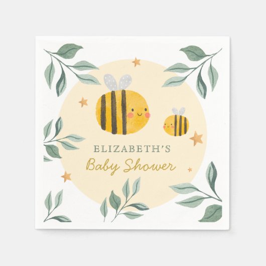 Aquarell Bee Honey Sweet Baby Dusche Serviette (Vorderseite)