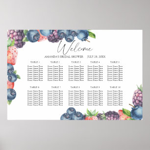 Aquarell-Beeren Hochzeitssitzplan Poster