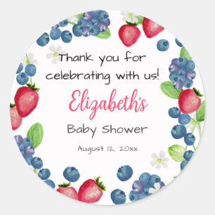 Aquarell-Beeren Süße Baby Shower Danke Runder Aufkleber