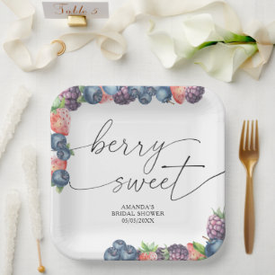 Aquarell-Beeren - süße Beeren-Text Pappteller