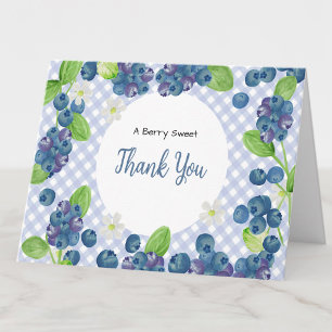 Aquarell-Beeren-süße-blaue-Baby-Party Dankeskarte