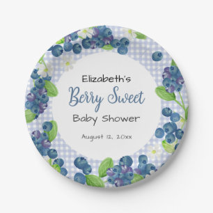 Aquarell-Beeren-süße-blaue-Baby-Party Pappteller