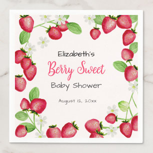 Aquarell-Beeren-Süße-Rosa-Baby-Shower-Servietten Serviette