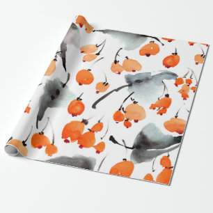 Aquarell-Beeren- und Blätter-Illustrationsmuster Geschenkpapier