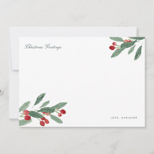 Aquarell-Beeren und -Blätter personalisierte Feier Mitteilungskarte