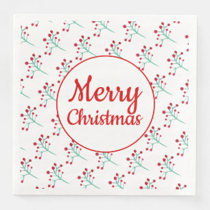 Aquarell-Beeren-Weihnachtsservietten Serviette