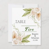 Aquarell Beige Delikate Tischnummer (Vorderseite)