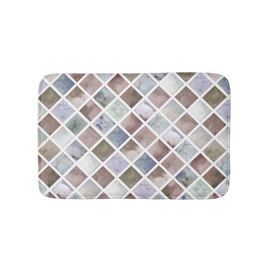 Aquarell Beige und graue Quadrate . Badematte (Vorderseite)