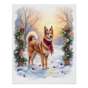 Aquarell Belgischer Tervuren Girlande Weihnachten Poster