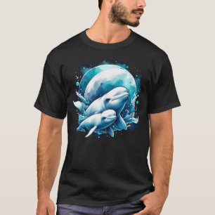 Aquarell Beluga-Mutter und Baby Weißwal T-Shirt