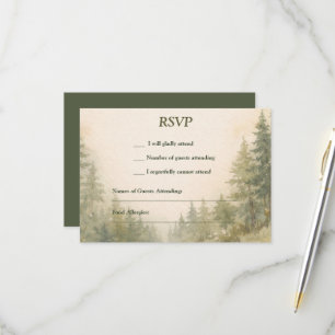 Aquarell bemalte Wald RSVP Karte