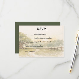 Aquarell bemaltes Land und Eiche RSVP Karte