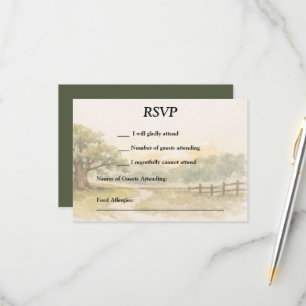 Aquarell bemaltes Land und Eiche RSVP Karte