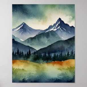 Aquarell-Berg-Kunst Poster