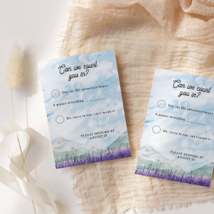 Aquarell-Berg-Lavendel-Hochzeit Modern RSVP Karte