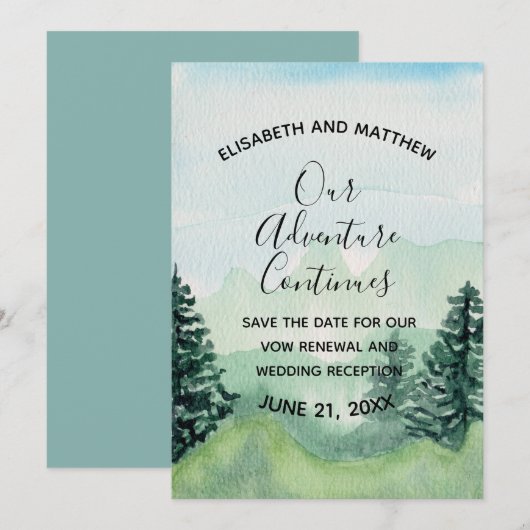 Aquarell-Berg Save-the-Date Einladung (Vorne/Hinten)