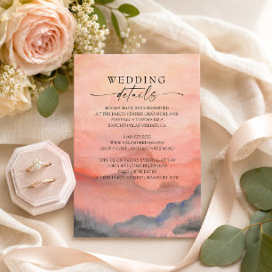Aquarell-Berg-Sonnenuntergang-Rustikale Hochzeitsd Begleitkarte