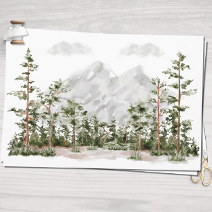 Aquarell Berg und Wald Geschenkpapier Set