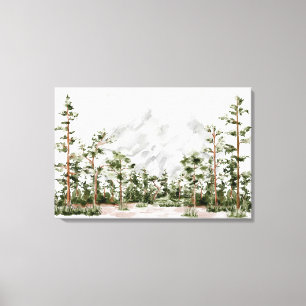 Aquarell Berg und Wald Leinwanddruck