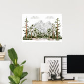 Aquarell Berg und Wald Poster (Heimbüro)