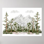 Aquarell Berg und Wald Poster (Vorne)