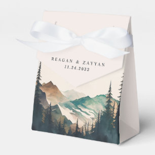 Aquarell Berge Kiefernwald Hochzeit Geschenkschachtel