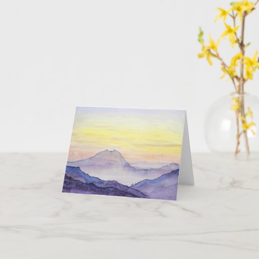 Aquarell-Berge Notecard Karte (Gelbe Blume)