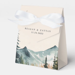 Aquarell Berge und Kiefern Hochzeit Geschenkschachtel