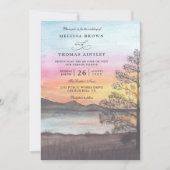 Aquarell-Bergsee-Blick QR-Code-Hochzeit Einladung (Vorderseite)