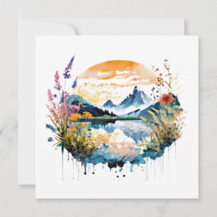 Aquarell-Bergszene Karte
