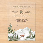 Aquarell-Bergwald-Hirsch-Hochzeit Acryleinladungen (Vorderseite)