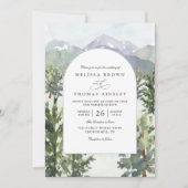 Aquarell-Bergwald-Rustikal-QR-Code-Hochzeit Einladung (Vorderseite)