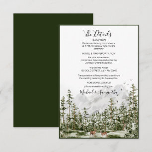 Aquarell Bergwald Rustikale Hochzeit Begleitkarte