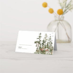 Aquarell Bergwald Rustikale Hochzeit Platzkarte